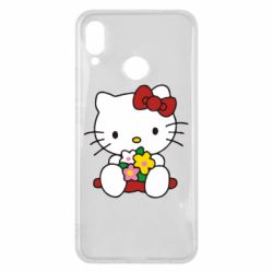 Чехол для Huawei P Smart Plus 2018 Kitty с букетиком - PrintSalon