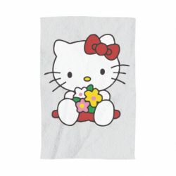 Полотенце с принтом Kitty с букетиком - PrintSalon