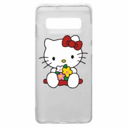 Чехол для Samsung S10+ Kitty с букетиком - PrintSalon