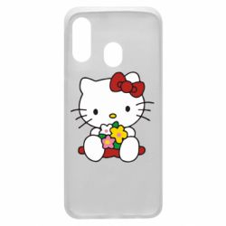 Чехол для Samsung A40 Kitty с букетиком - PrintSalon