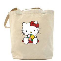 Эко-сумка Kitty с букетиком - PrintSalon