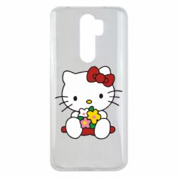 Чехол для Xiaomi Redmi Note 8 Pro Kitty с букетиком - PrintSalon
