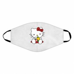 Маска многоразовая Kitty с букетиком - PrintSalon