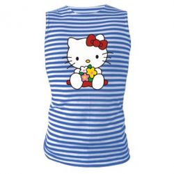 Майка-тельняшка Kitty с букетиком - PrintSalon