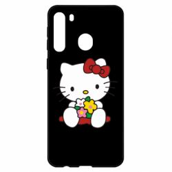 Чехол для Samsung A21 Kitty с букетиком - PrintSalon