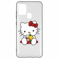 Чехол для Samsung A21s Kitty с букетиком - PrintSalon