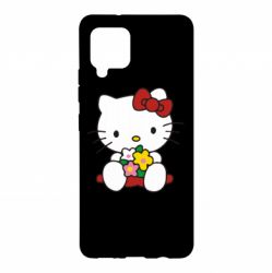Чехол для Samsung A42 5G Kitty с букетиком - PrintSalon