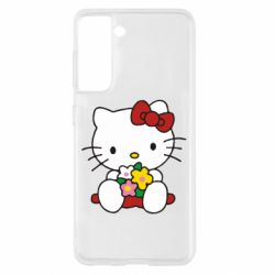 Чехол для Samsung S21 Kitty с букетиком - PrintSalon