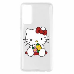 Чехол для Huawei P Smart 2021 Kitty с букетиком - PrintSalon