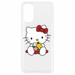 Чехол для Oppo Reno 4 Kitty с букетиком - PrintSalon