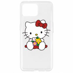 Чехол для Oppo Reno 4 Lite Kitty с букетиком - PrintSalon
