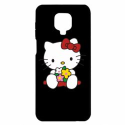 Чехол для Xiaomi Redmi Note 9S/9Pro/9Pro Max Kitty с букетиком - PrintSalon