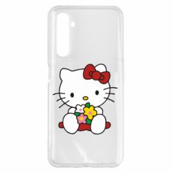 Чехол для Realme 6 Pro Kitty с букетиком - PrintSalon