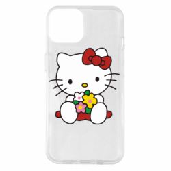 Чехол для iPhone 14 Kitty с букетиком - PrintSalon