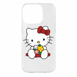 Чехол для iPhone 14 Pro Kitty с букетиком - PrintSalon