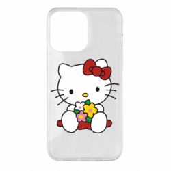 Чехол для iPhone 14 Pro Max Kitty с букетиком - PrintSalon