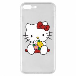 Чехол для iPhone 8 Plus Kitty с букетиком - PrintSalon