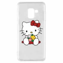 Чехол для Samsung A8 2018 Kitty с букетиком