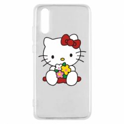 Чехол для Huawei P20 Kitty с букетиком - PrintSalon