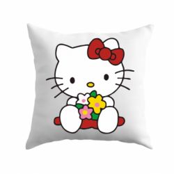 Подушка Kitty с букетиком - PrintSalon