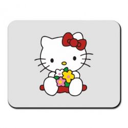 Коврик для мыши Kitty с букетиком - PrintSalon