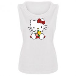 Женская майка Kitty с букетиком - PrintSalon