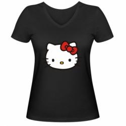 Женская футболка с V-образным вырезом Kitty - PrintSalon