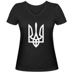 Жіноча футболка з V-подібним вирізом Класичний герб України - PrintSalon