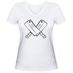 Женская футболка с V-образным вырезом Knives - PrintSalon