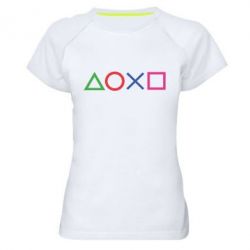Жіноча футболка для спорту Кнопки PlayStation - PrintSalon