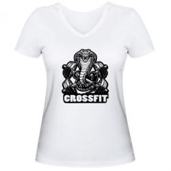 Женская футболка с V-образным вырезом Кобра CrossFit - PrintSalon