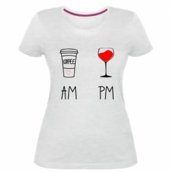 Жіноча преміум футболка Кофе и бокал с вином - PrintSalon