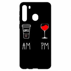 Чехол для Samsung A21 Кофе и бокал с вином