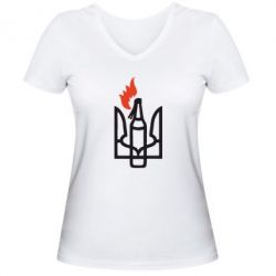 Женская футболка с V-образным вырезом Коктейль Молотова - PrintSalon