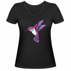 Женская футболка с V-образным вырезом Kolibri Art - PrintSalon