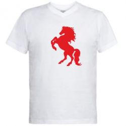 Мужская футболка  с V-образным вырезом Конь - PrintSalon
