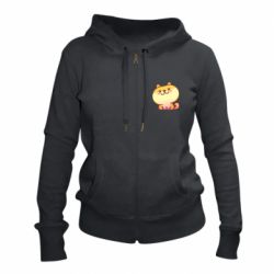 Женское худи на молнии Корги с улыбкой