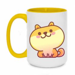 Чашка двухцветная 420ml Корги с улыбкой - PrintSalon