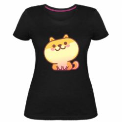 Женская премиум футболка Корги с улыбкой - PrintSalon