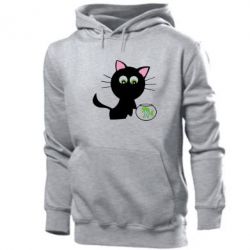 Мужское худи Кошечка и аквариум - PrintSalon