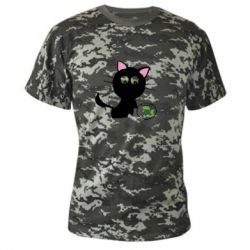 Камуфляжная футболка Кошечка и аквариум - PrintSalon
