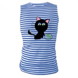 Майка-тельняшка Кошечка и аквариум - PrintSalon