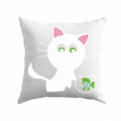 Подушка Кошечка и аквариум - PrintSalon
