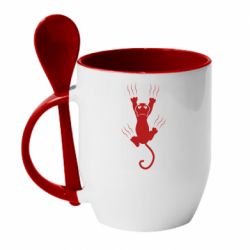 Чашка з ложкою кот когти - PrintSalon