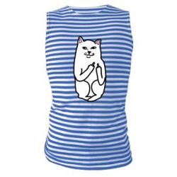 Майка-тельняшка Кот с факом - PrintSalon