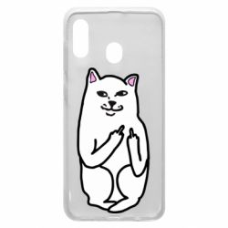 Чехол для Samsung A20 Кот с факом - PrintSalon