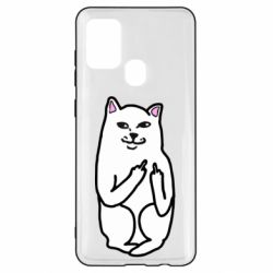 Чехол для Samsung A21s Кот с факом - PrintSalon