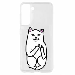 Чехол для Samsung S21 Кот с факом - PrintSalon