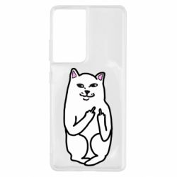 Чехол для Samsung S21 Ultra Кот с факом - PrintSalon