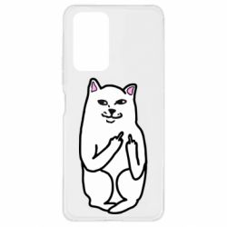 Чехол для Xiaomi Redmi Note 10 Pro Кот с факом - PrintSalon